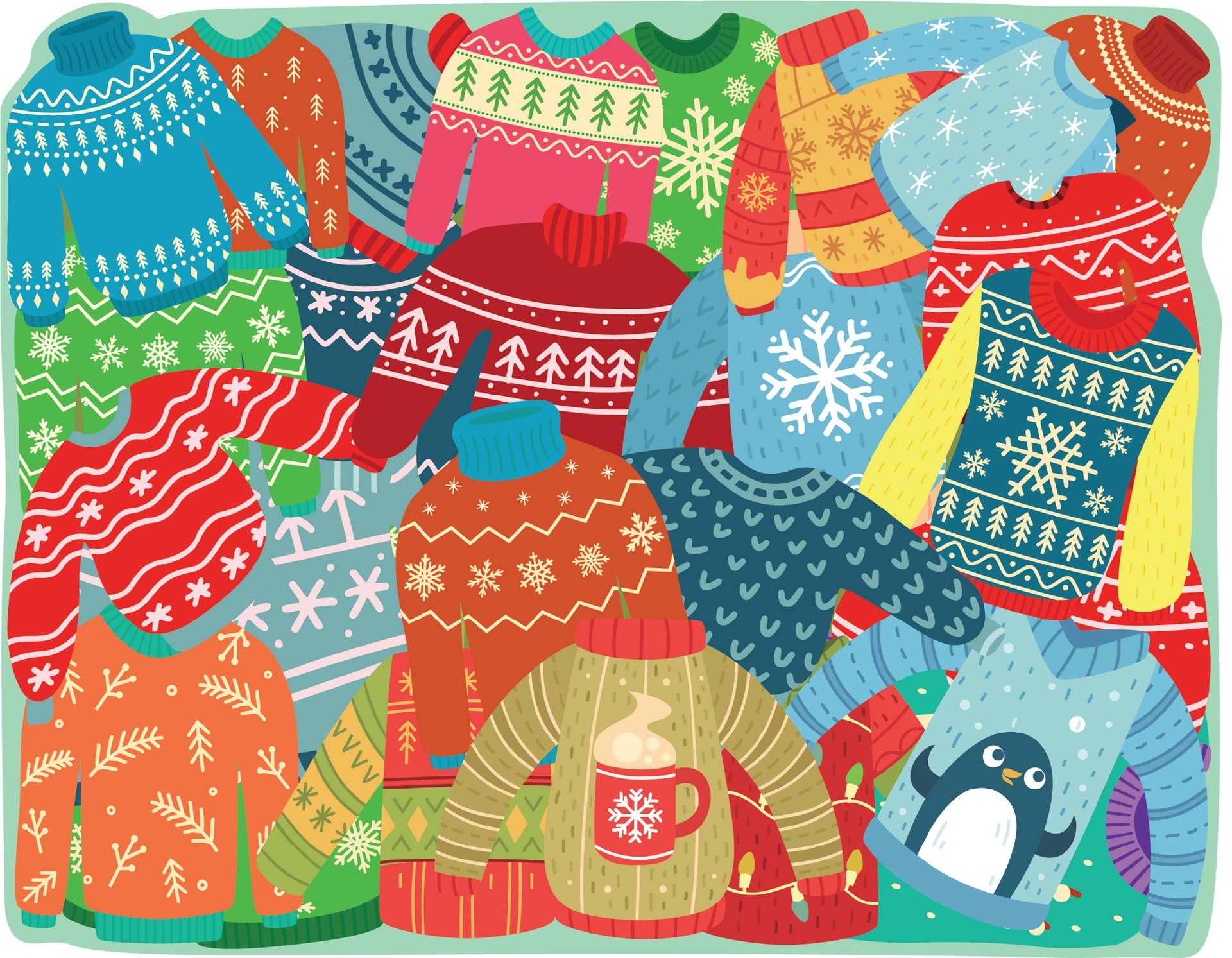 Ugly Christmas Sweaters Vintage Colors Wrapping Paper by Sandra